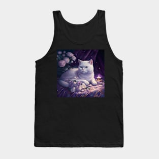 Gothic Beauty White British Shorthair Tank Top